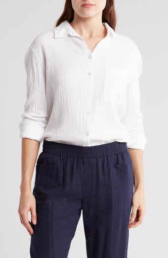 Caslon® Relaxed Cotton Gauze Button-Up Shirt