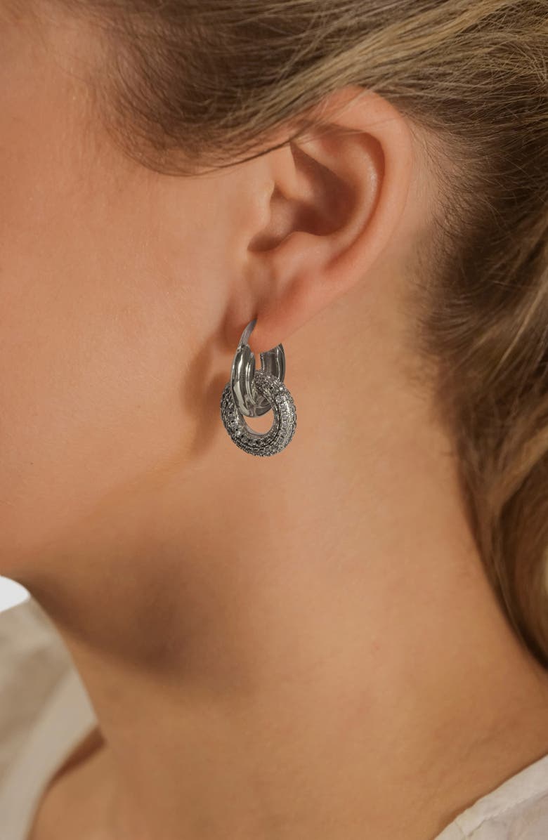 Sterling Forever Hunter CZ Interlocking Circle Drop Earrings, Alternate, color, Silver