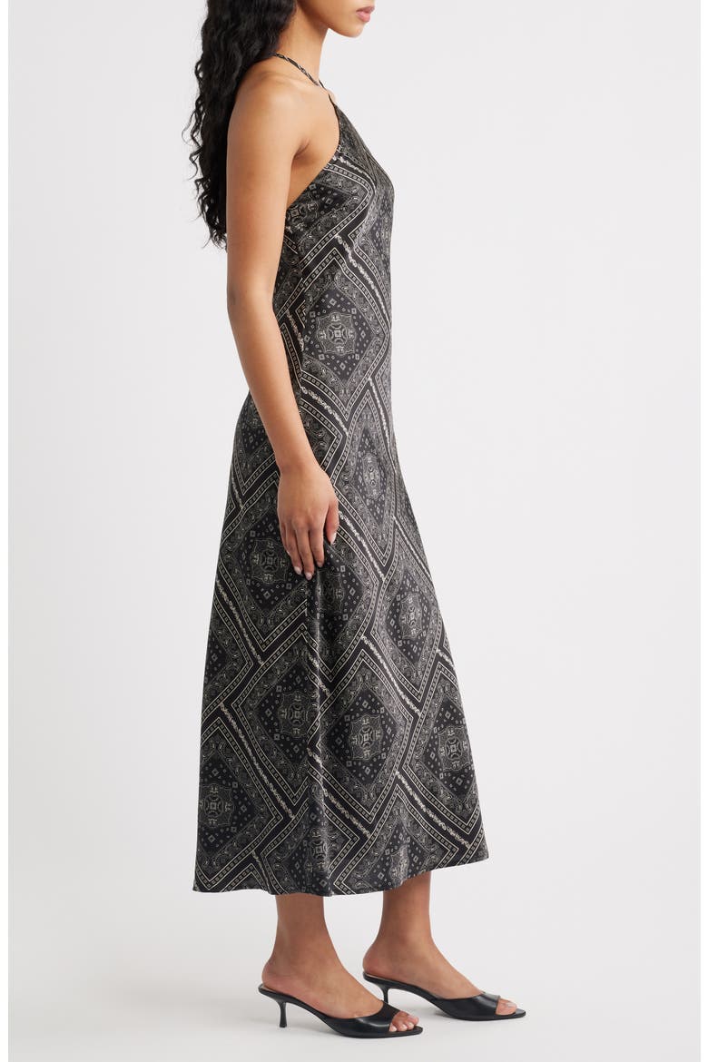 Tate Bandana Print Midi Dress, Alternate, color, BLACK/ IVORY