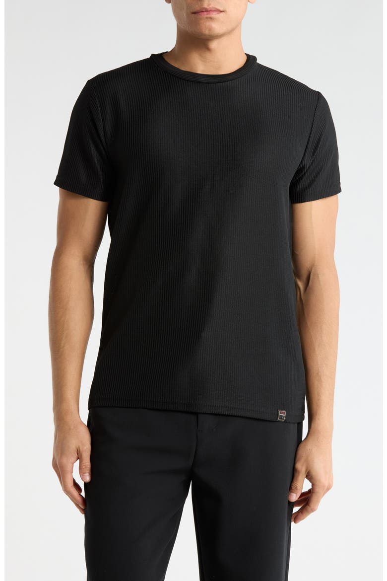 Textured Crew T-Shirt, Main, color, BLACK
