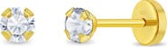 In Season Jewelry 18k Prong CZ Girl Earrings