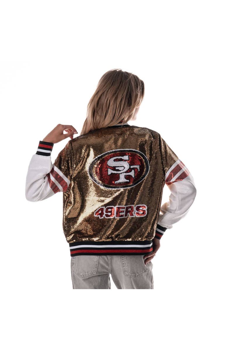 THE WILD COLLECTIVE Women's The Wild Collective Gold San Francisco 49ers Sequin Bomber Jacket, Alternate, color, Gold