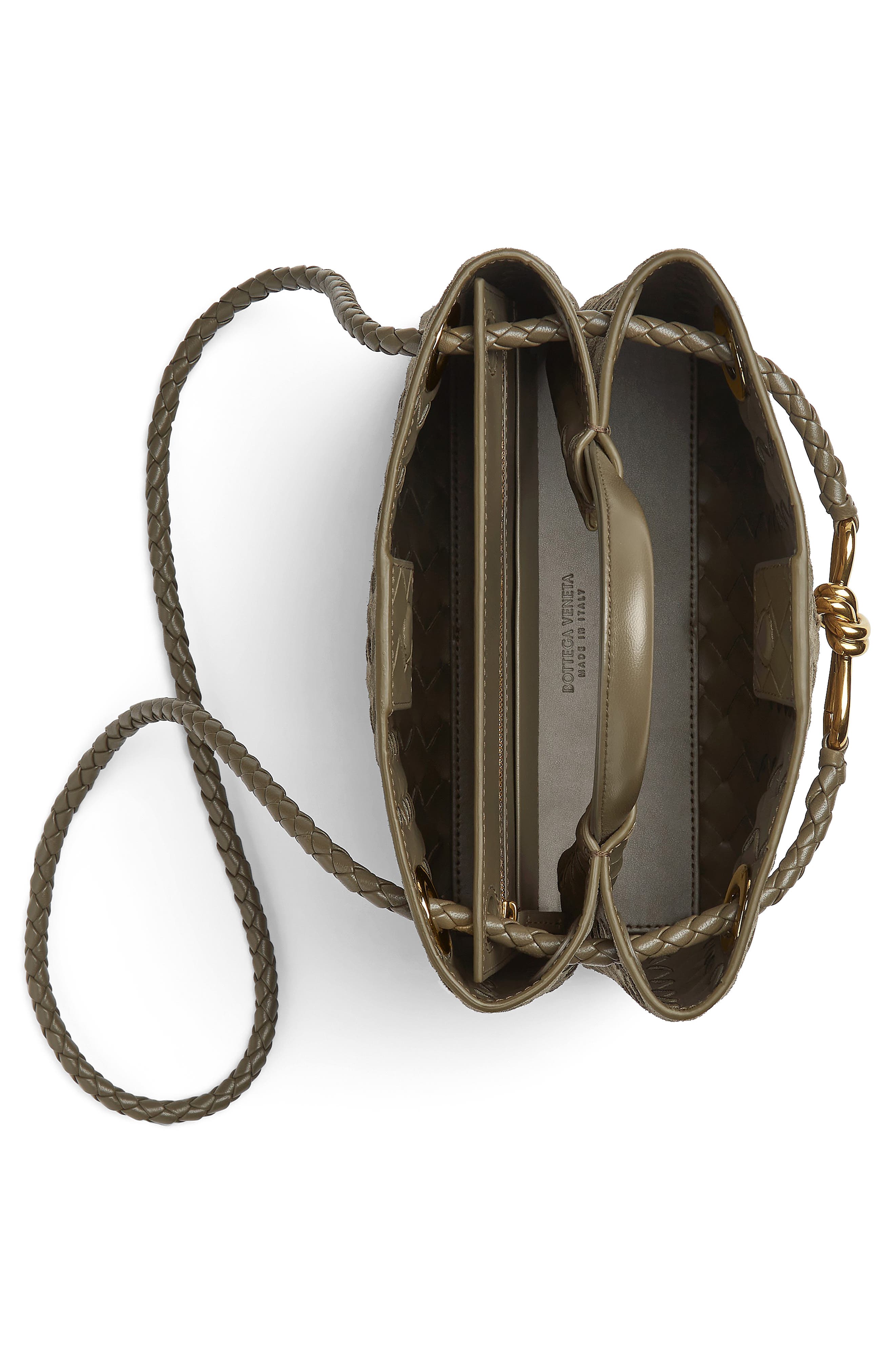 Small Andiamo Intrecciato Suede Shoulder Bag, Alternate, color, 3231 CYPRESS-M B-CYPRESS