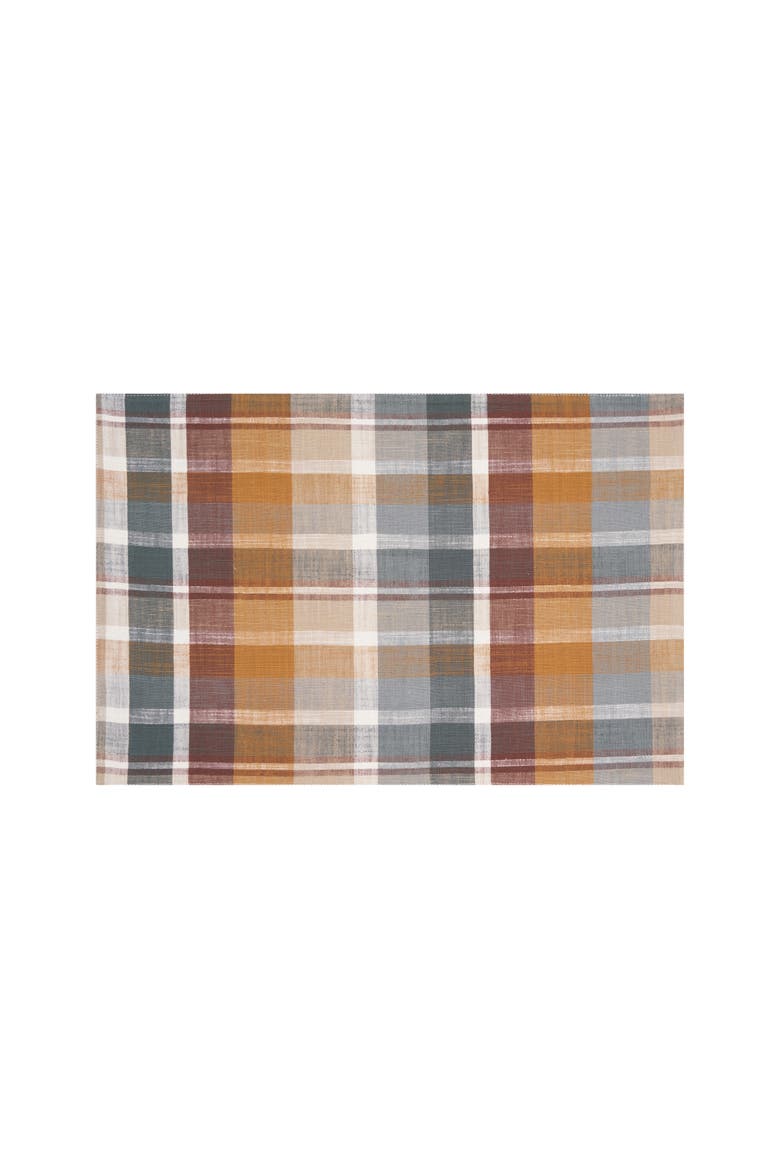 Aspen Plaid 100% Cotton Set of 6 Placemats 13" x 19", Alternate, color, Brown