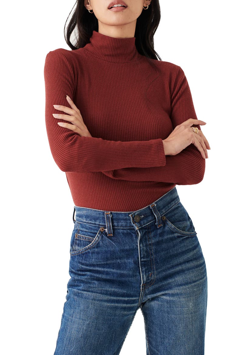 Roscoe Legend Rib Mock Neck Top, Main, color, HENNA