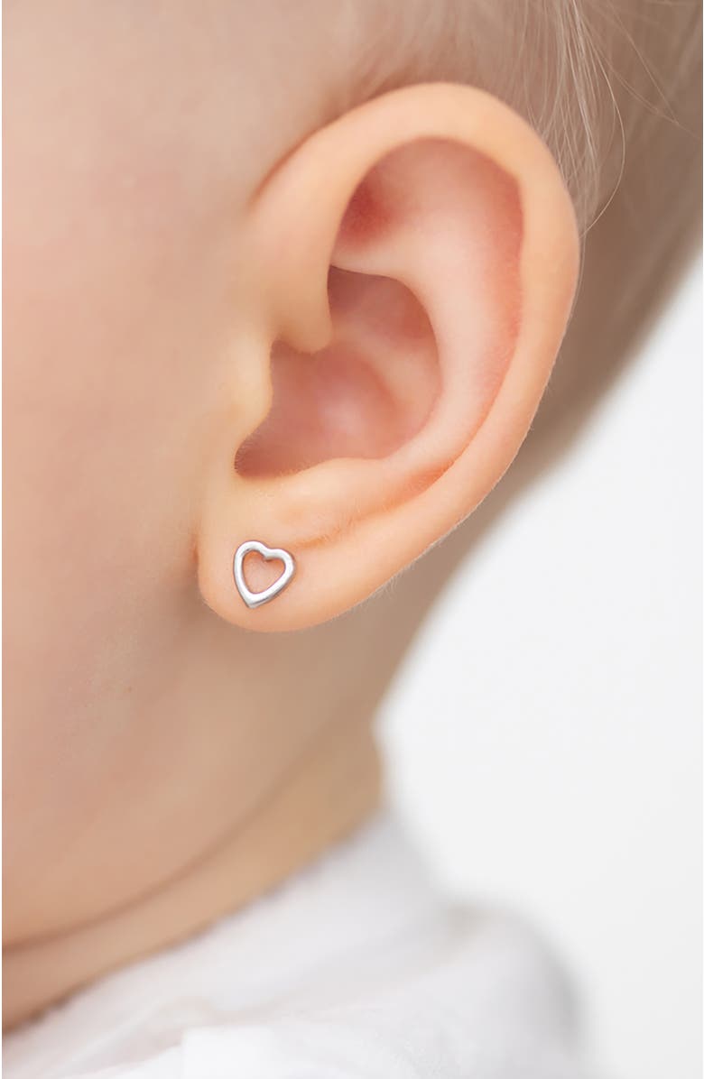 In Season Jewelry 14k Tiny Heart Earrings, Alternate, color, Silver