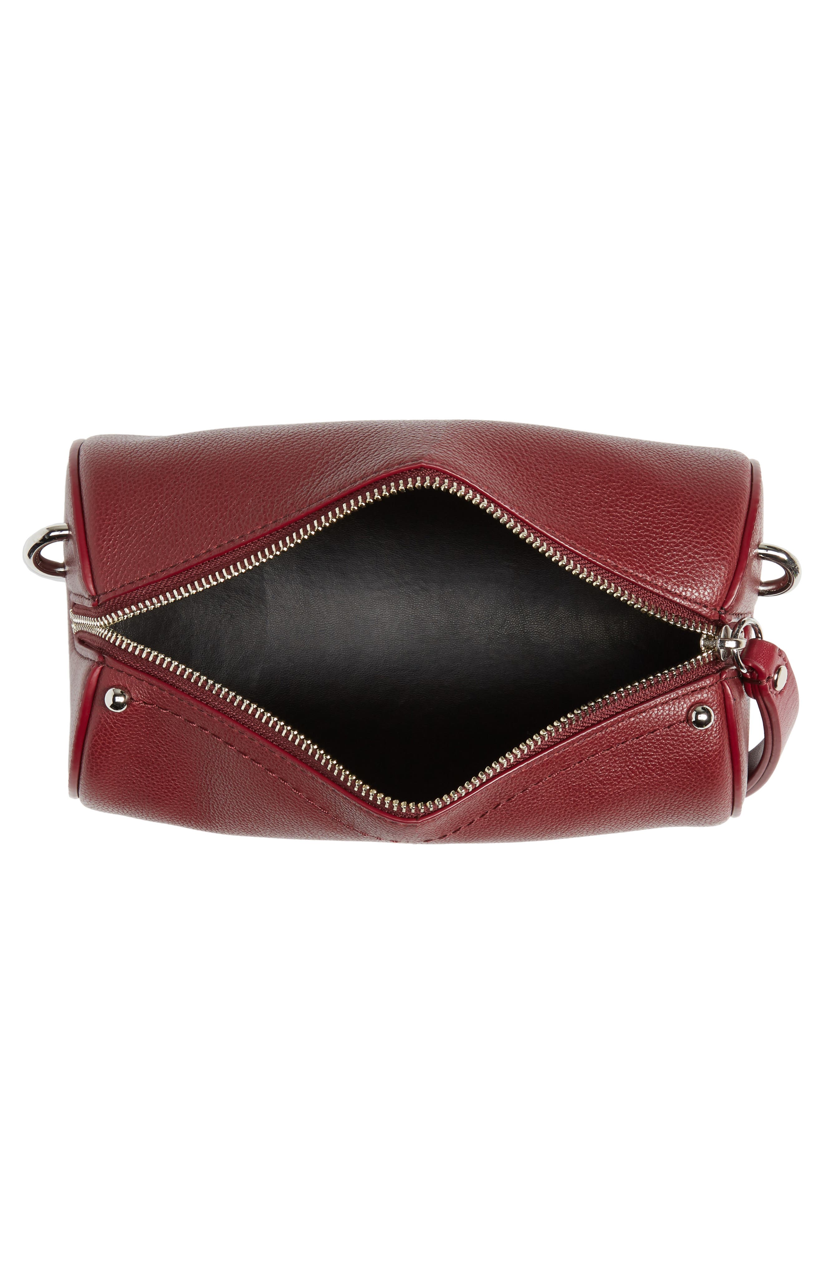 Leather Barrel Crossbody Bag, Alternate, color, PINOT NOIR