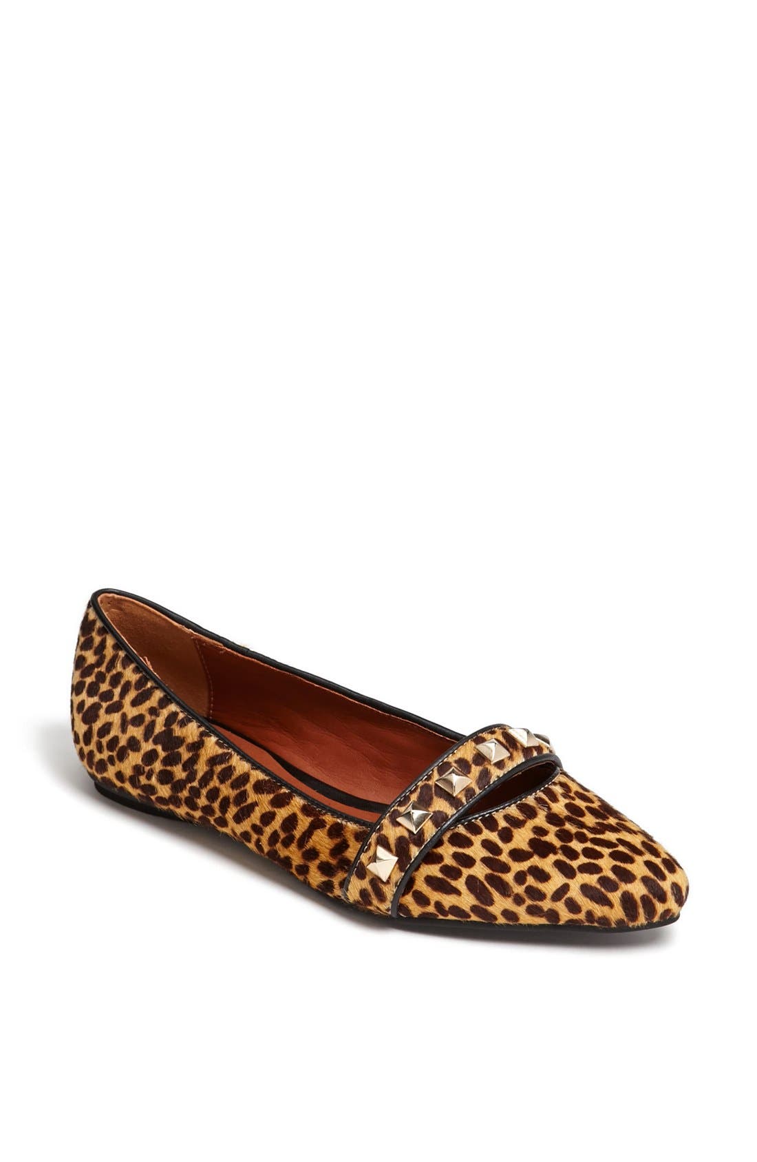 'Ira' Flat, Main, color, BLACK/ TAN SPOTTED HAIRCALF