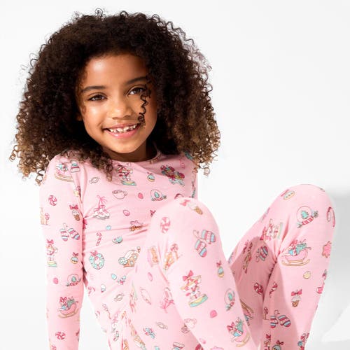 Bellabu Bear Kids' Candy Cane Lane Set Of 2 Piece Pajamas In Pink