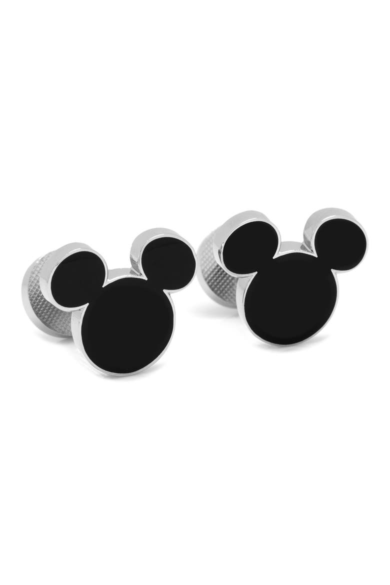 x Disney® Mickey Mouse Cuff Link & Stud Set, Alternate, color, BLACK