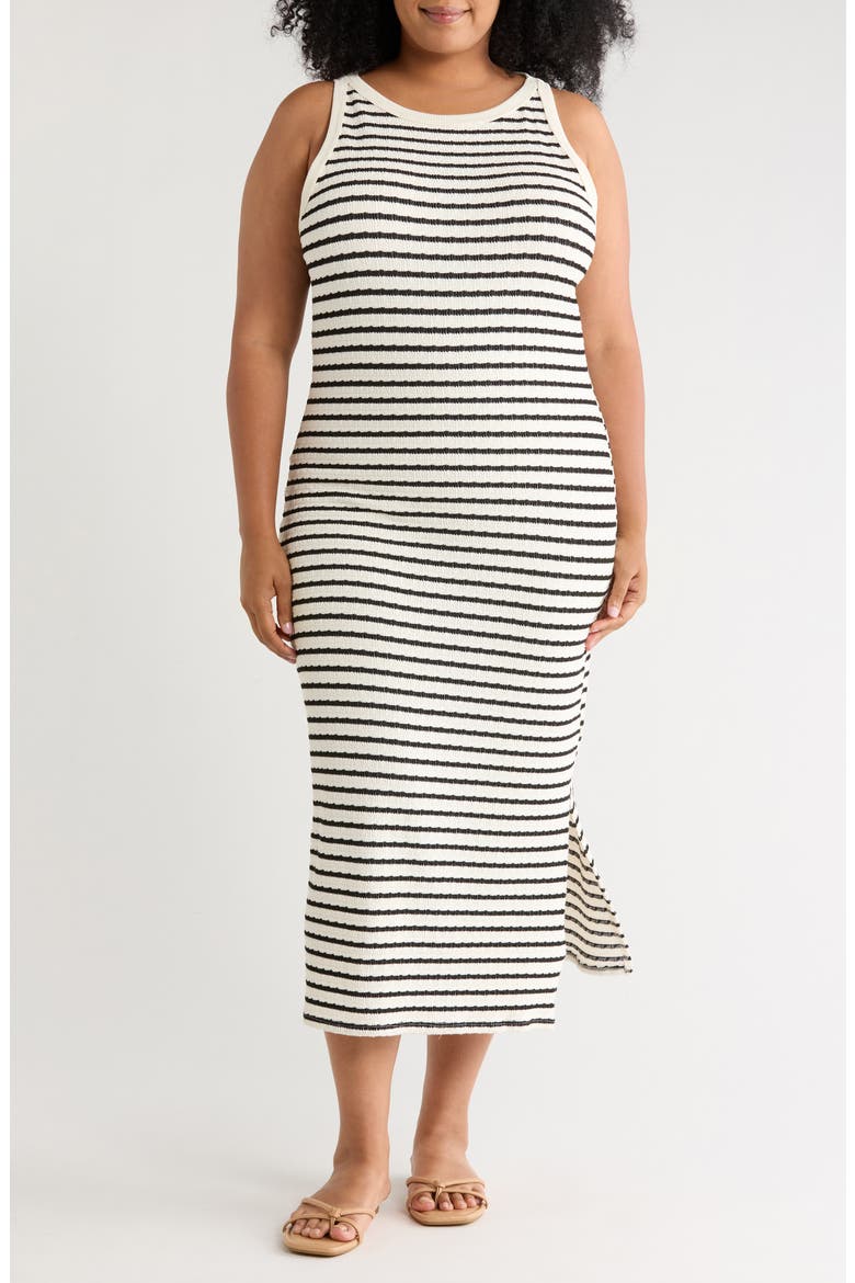 Stripe Midi Tank Dress, Main, color, BLK WHT STRIPE