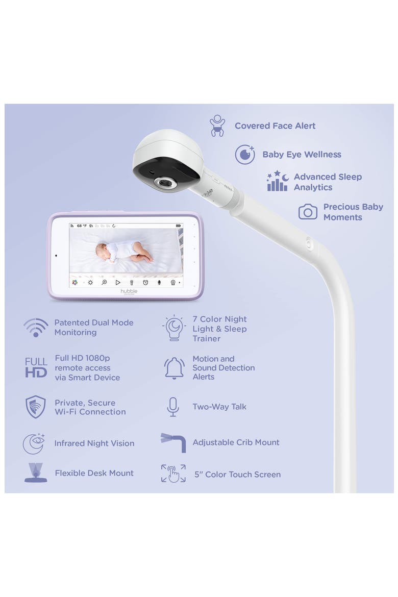Skyvision AI Pro Baby Monitor with Adjustable Crib Mount, Alternate, color, WHITE