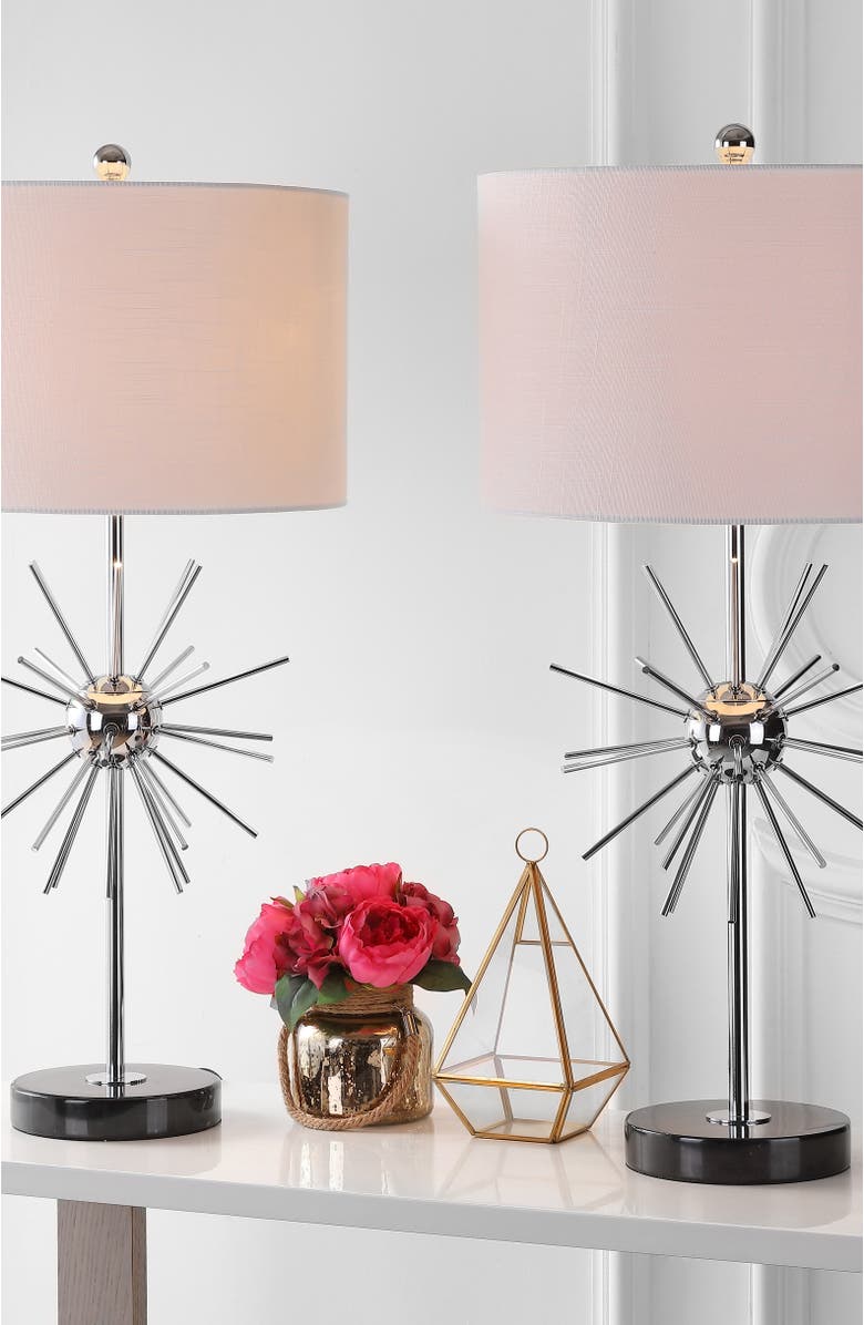 JONATHAN Y Aria 31.5" Metal/Marble LED Table Lamp, Chrome, Alternate, color, Chrome