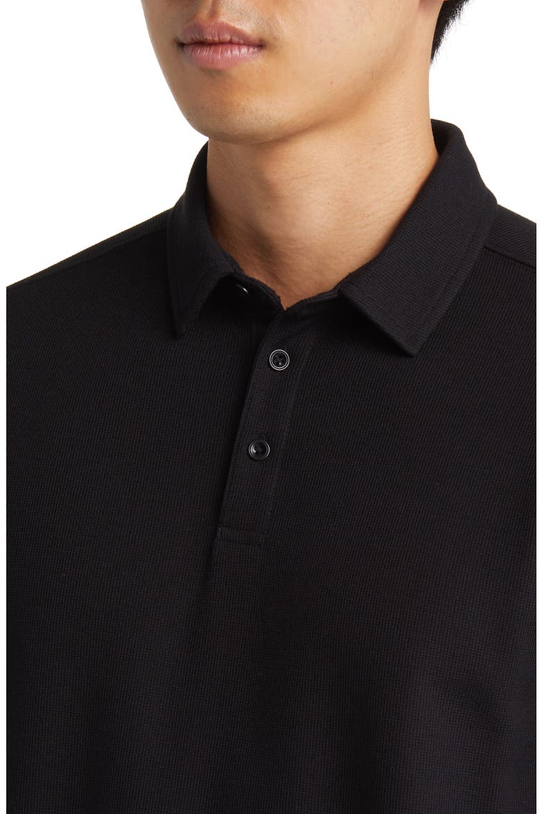 Texture Knit Long Sleeve Polo, Alternate, color, BLACK