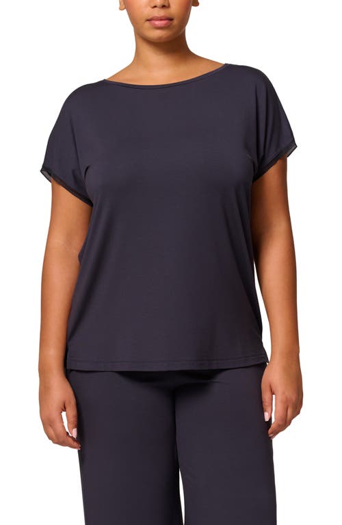 Simone Perele Aurore Lace Trim Pajama T-shirt In Blue