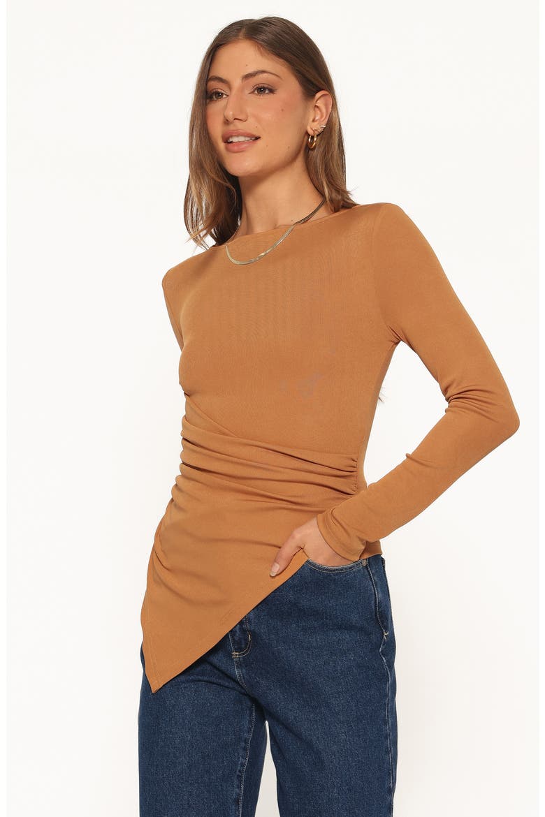 Velda Draped Asymmetrical Knit Top, Alternate, color, TOFFEE BROWN