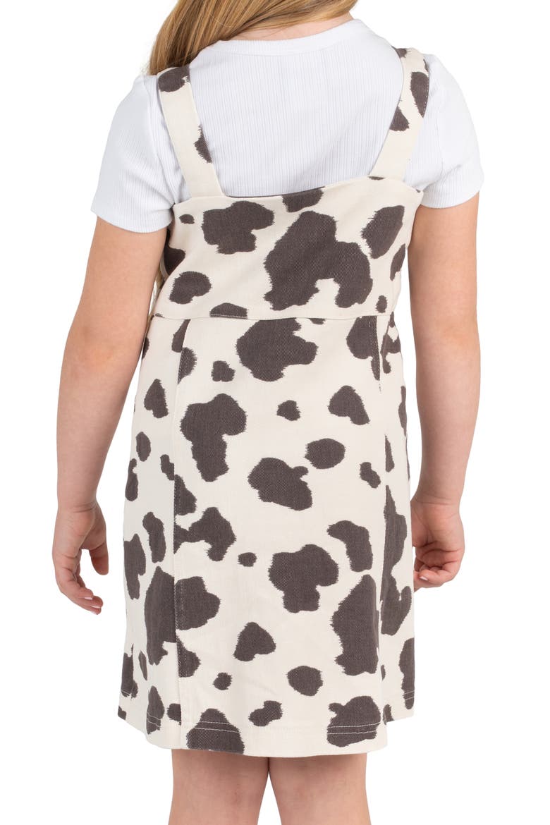 Kids' Cow Print Twill Jumper & T-Shirt Set, Alternate, color, BROWN