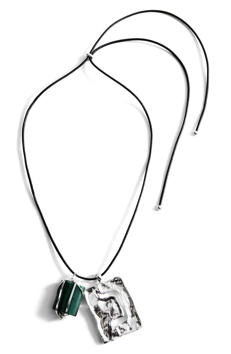 MANGO Stone Charm Cord Pendant Necklace, Main, color, Silver