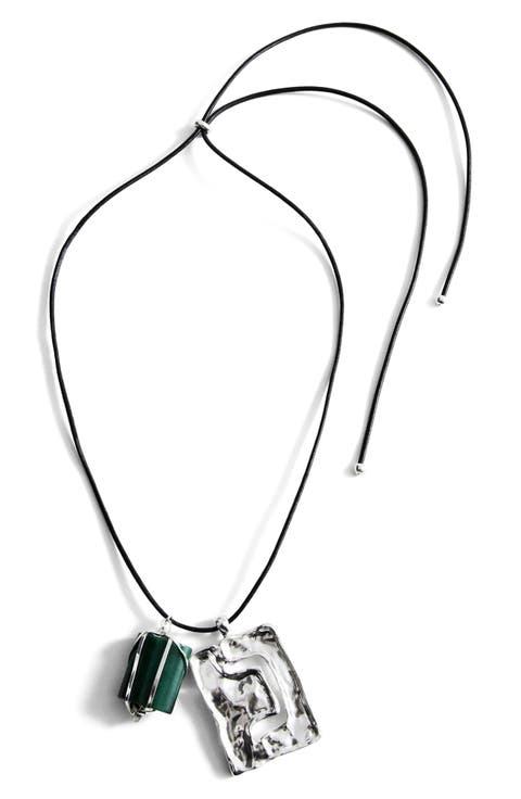 Stone Charm Cord Pendant Necklace