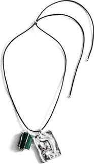 MANGO Stone Charm Cord Pendant Necklace
