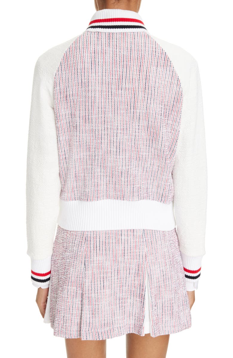 Thom Browne RWB Stripe Tweed Bomber Jacket, Alternate, color, 
