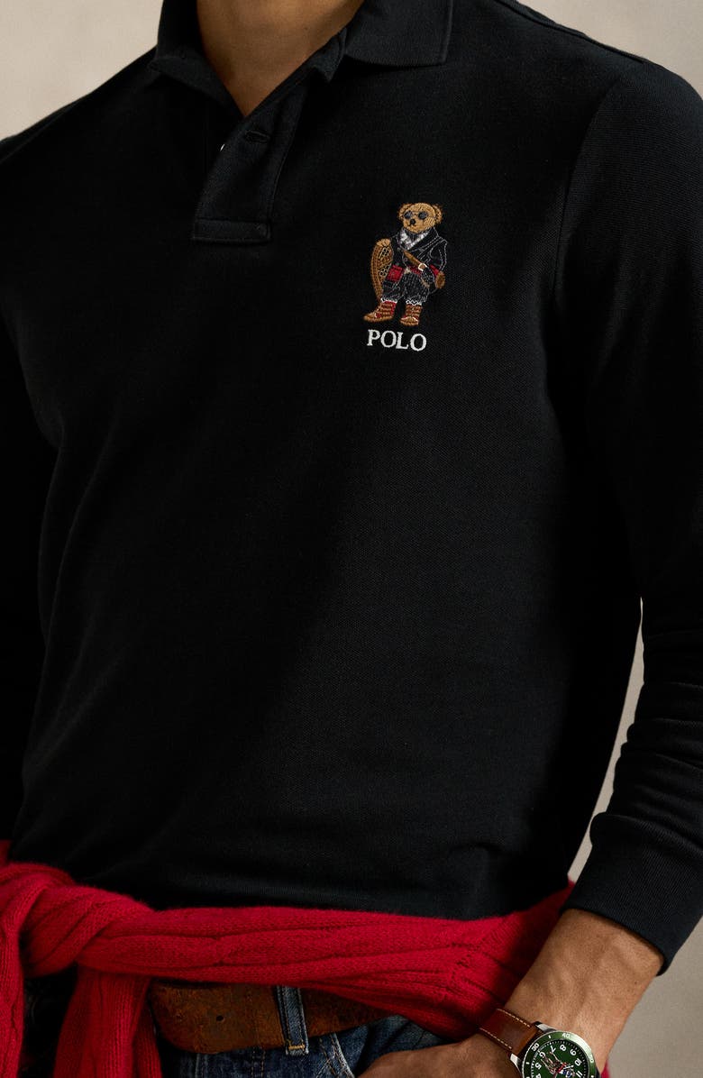 Polo Ralph Lauren Polo Bear Cotton Polo Shirt, Alternate, color, Polo Black Holiday Bear