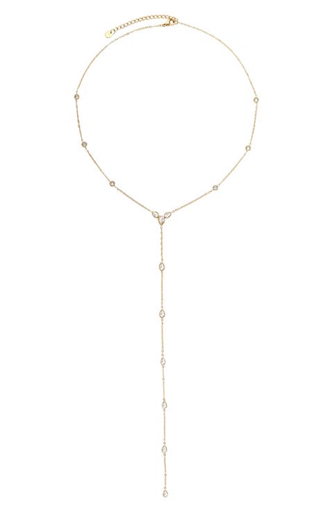 Stone Drop Lariat Necklace