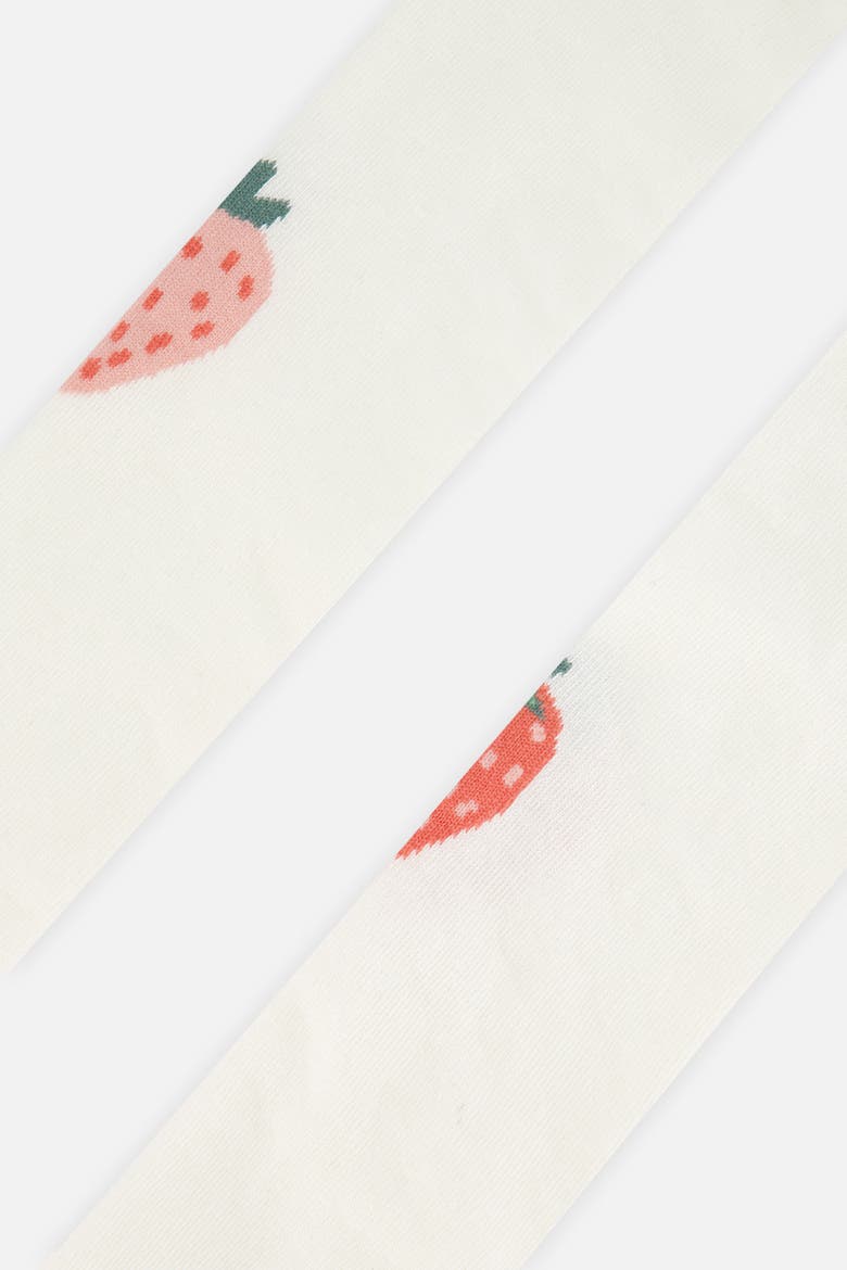 Knit Strawberry Appliqué Elastic Waist Tights, Alternate, color, Off-White
