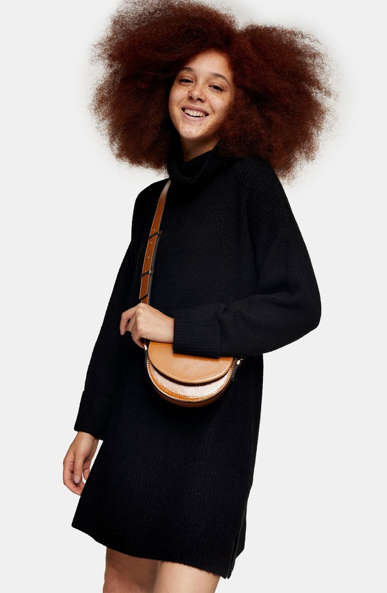 Topshop Funnel Neck Sweater Dress, Alternate, color,
