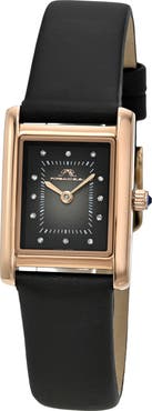 PORSAMO BLEU Karolina Diamond Leather Strap Watch, 21.5mm x 30mm