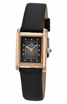 PORSAMO BLEU Karolina Diamond Leather Strap Watch, 21.5mm x 30mm