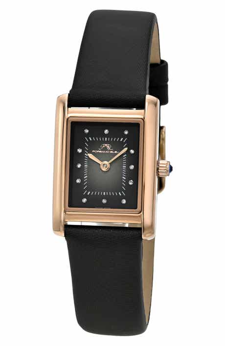 PORSAMO BLEU Karolina Diamond Leather Strap Watch, 21.5mm x 30mm