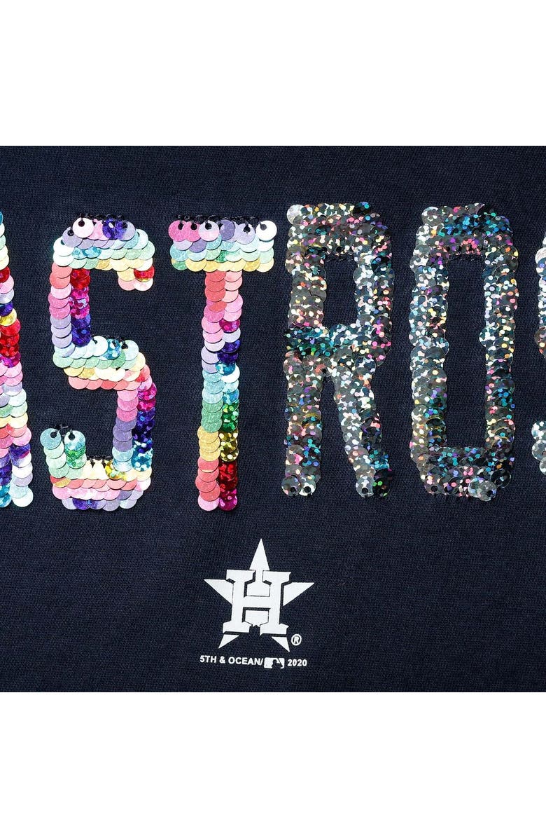 New Era Girls Youth New Era Navy Houston Astros Flip Sequin T-Shirt, Alternate, color, Navy