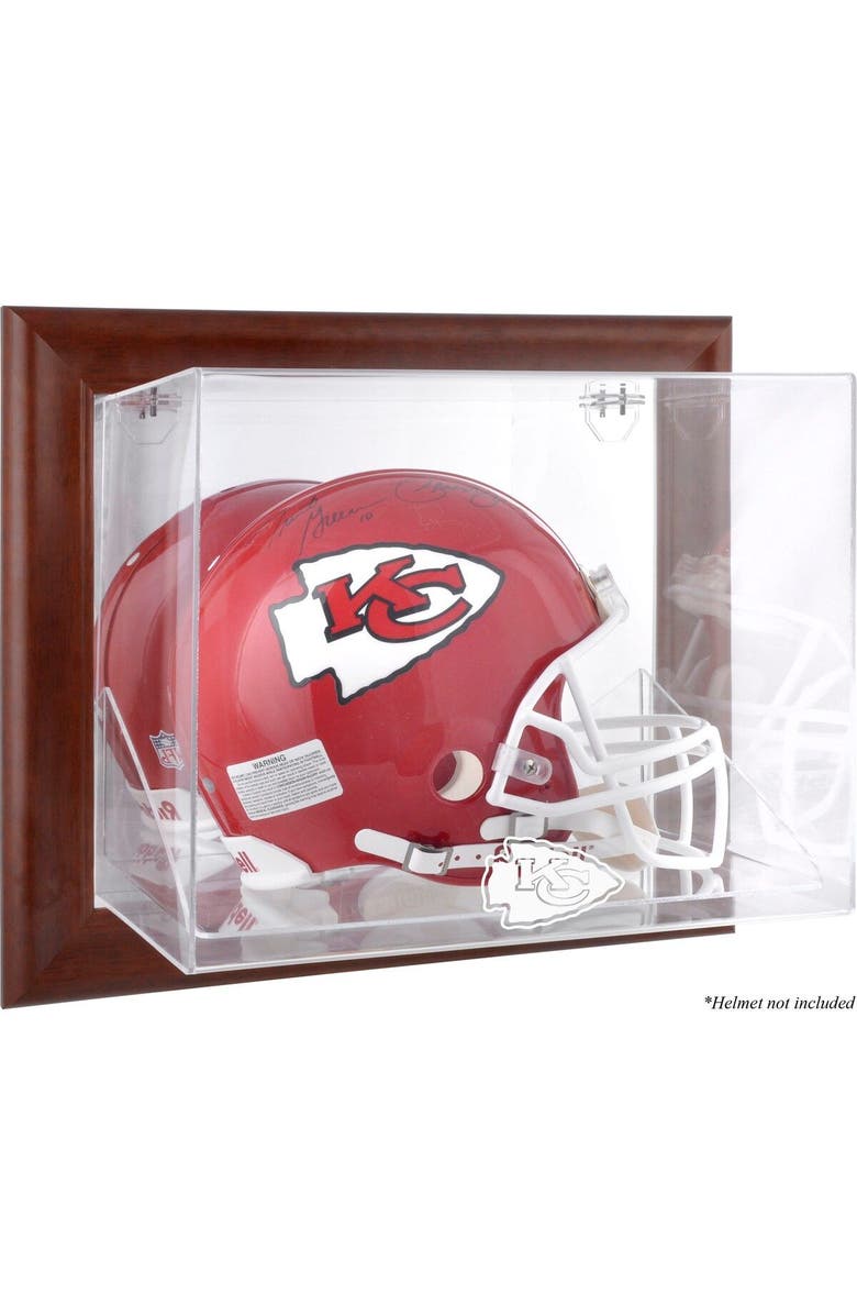 FANATICS AUTHENTIC Kansas City Chiefs Brown Framed Wall-Mountable Logo Helmet Case, Main, color, 