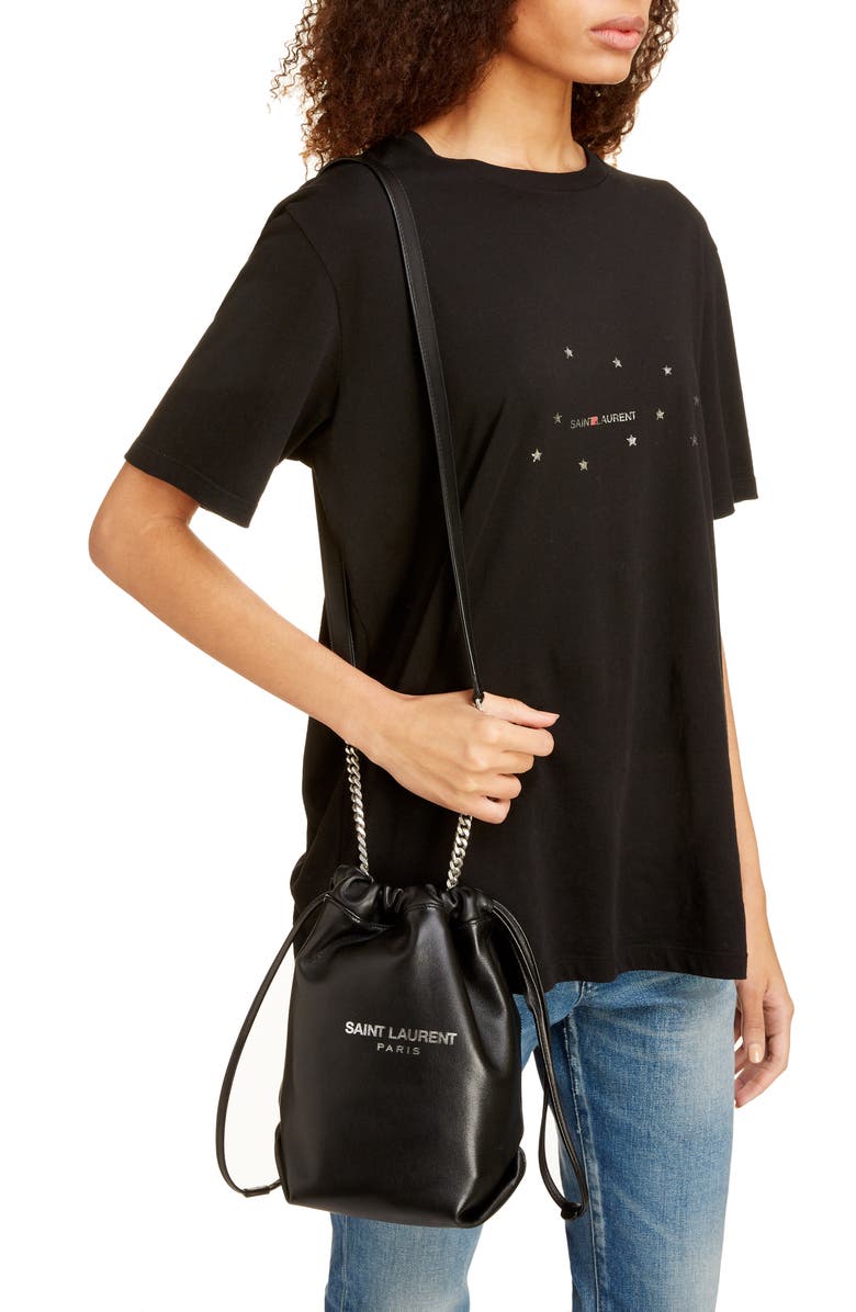 Saint Laurent Small Teddy Leather Bucket Bag, Alternate, color,