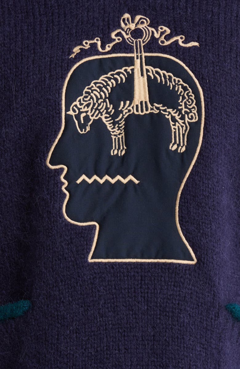 Brain Dead x Brooks Brothers California Logo Embroidered Roll Neck Baby Alpaca Blend Sweater, Alternate, color, Navy