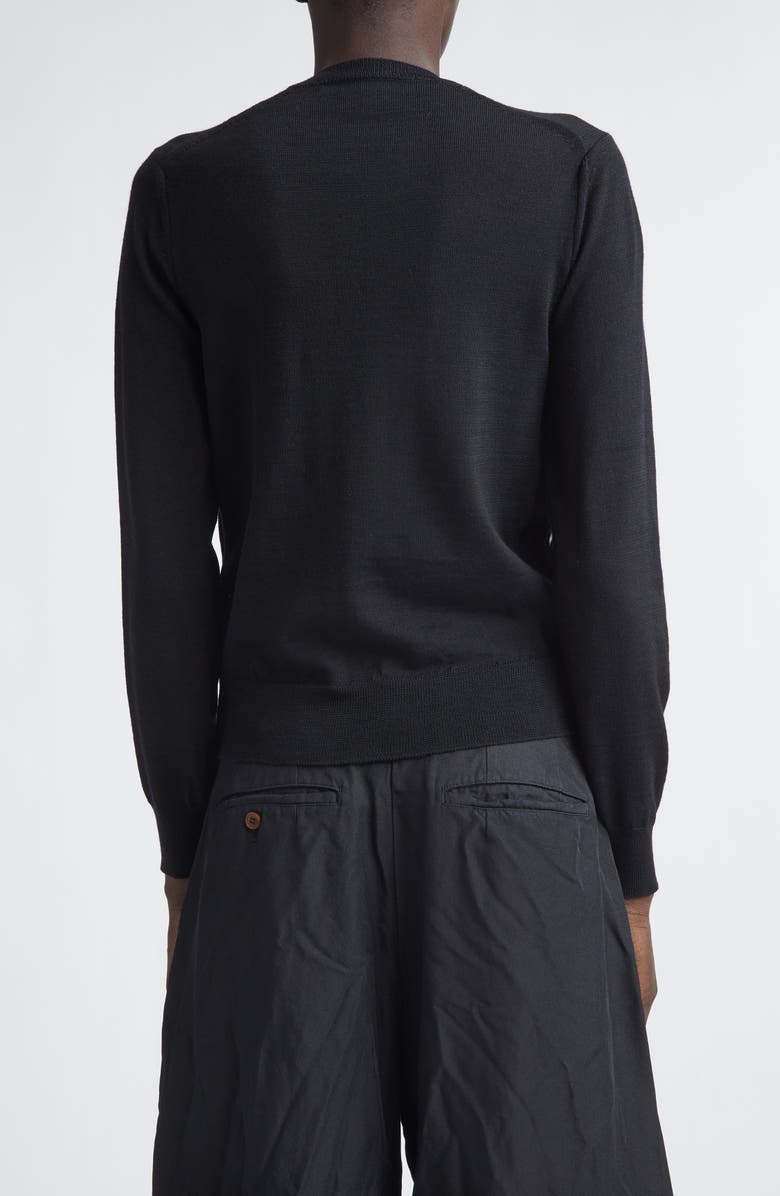 Comme des Garçons Comme des Garçons Rosette Appliqué Wool Cardigan, Alternate, color, Black