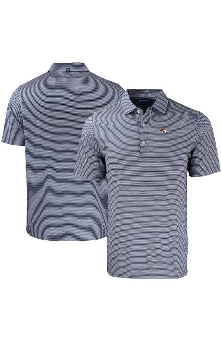 Cutter & Buck Men's Cutter & Buck Navy/White Denver Broncos  Forge Eco Double Stripe Stretch Recycled Polo, Main, color, 