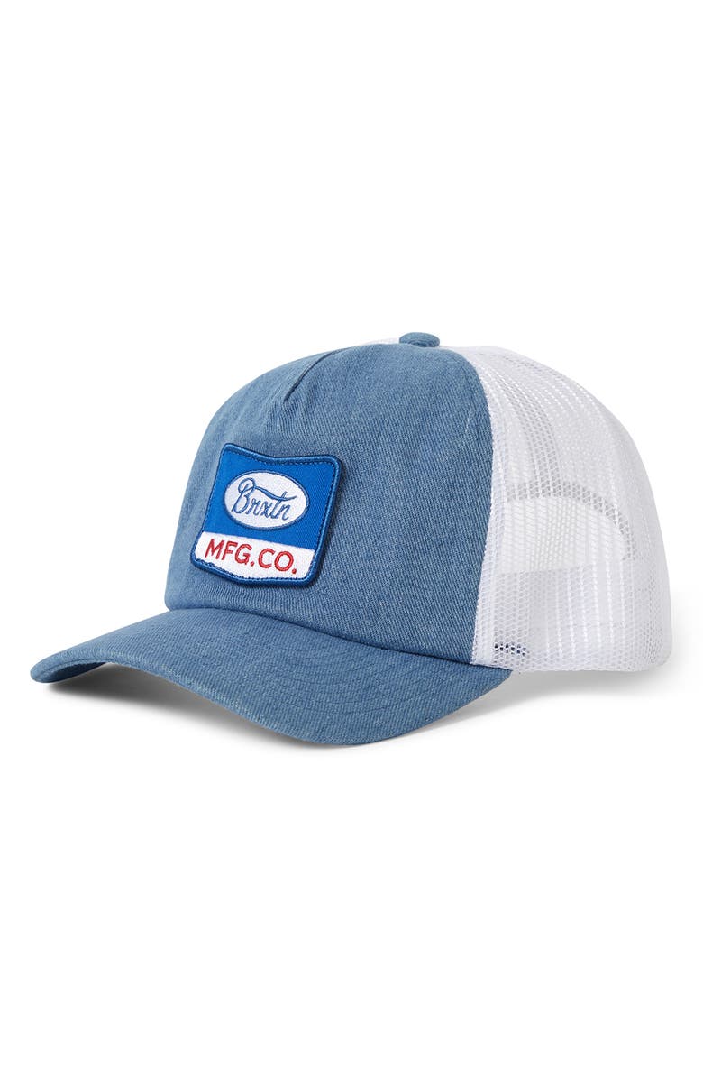 Brixton Phillips Netplus Trucker Hat, Main, color, Denim/ White