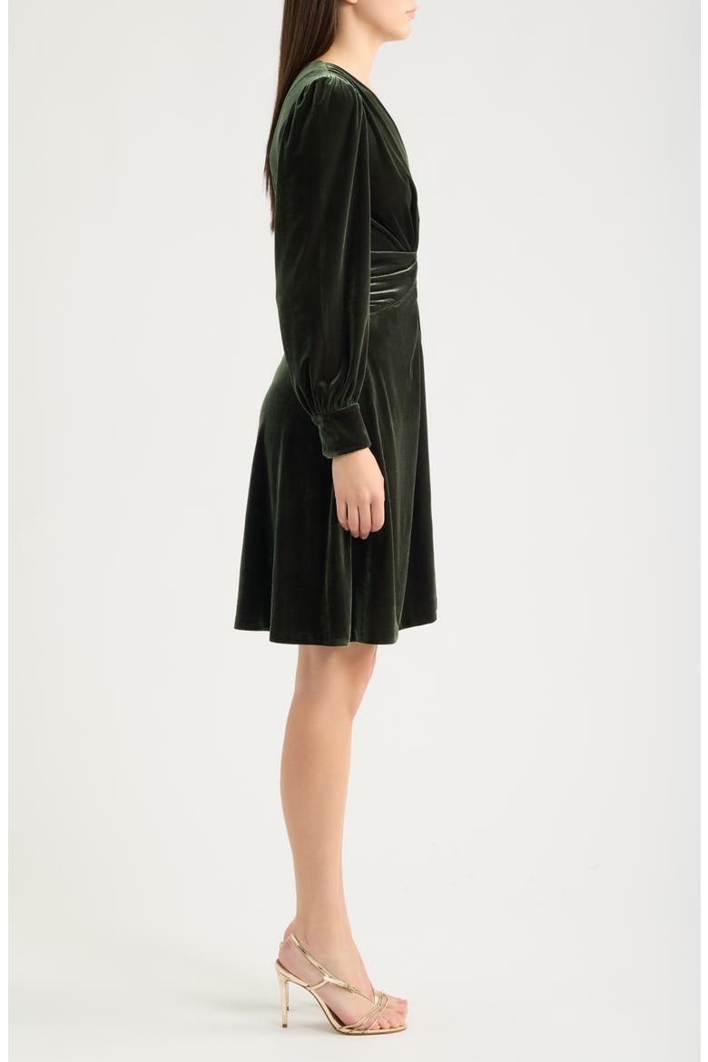 Twist Front Long Sleeve Velvet Dress, Alternate, color, MOS