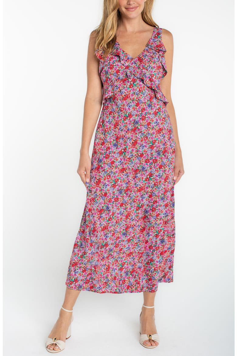Floral Ruffle Maxi Dress, Main, color, PINK MULTI