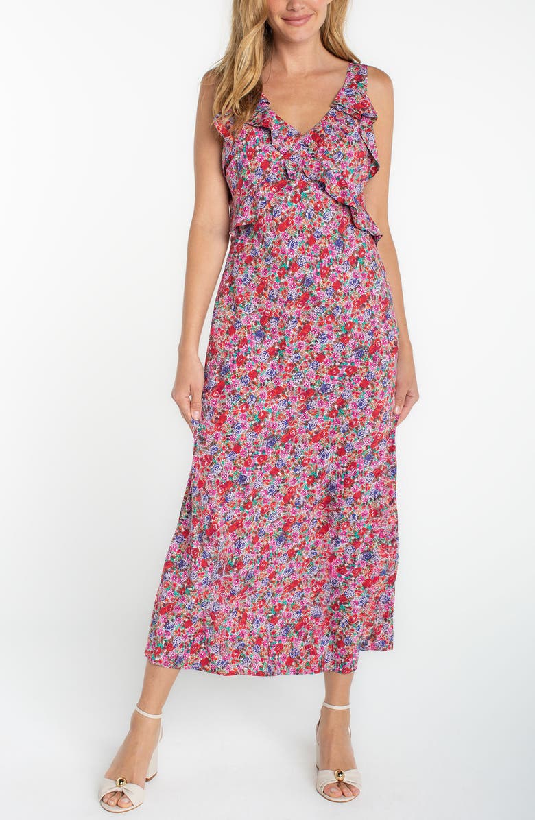 Liverpool Los Angeles Floral Ruffle Maxi Dress, Main, color, Pink Multi