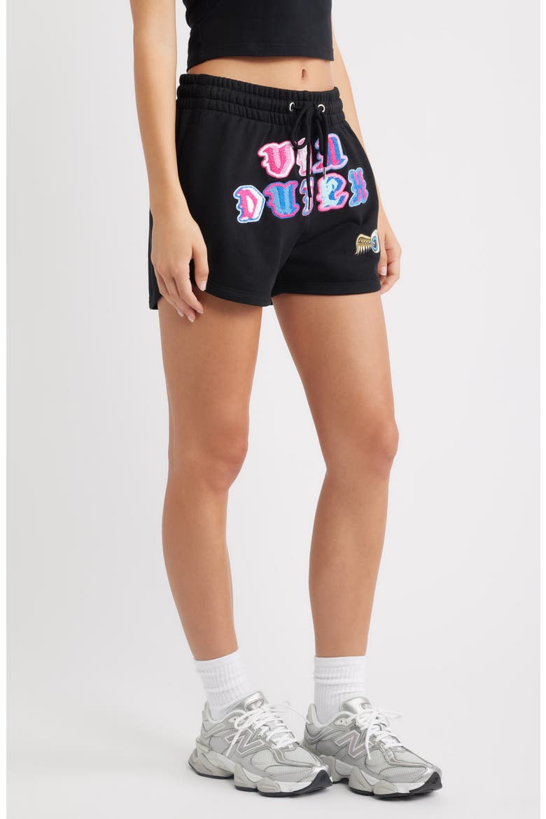 Logo French Terry Shorts, Alternate, color, JET BLACK