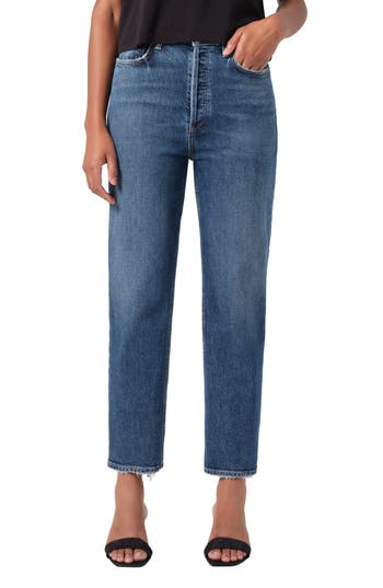 Agolde Womens Fix (ind Vint Dk) Harper Straight-leg Mid-rise Denim Jeans In Blue