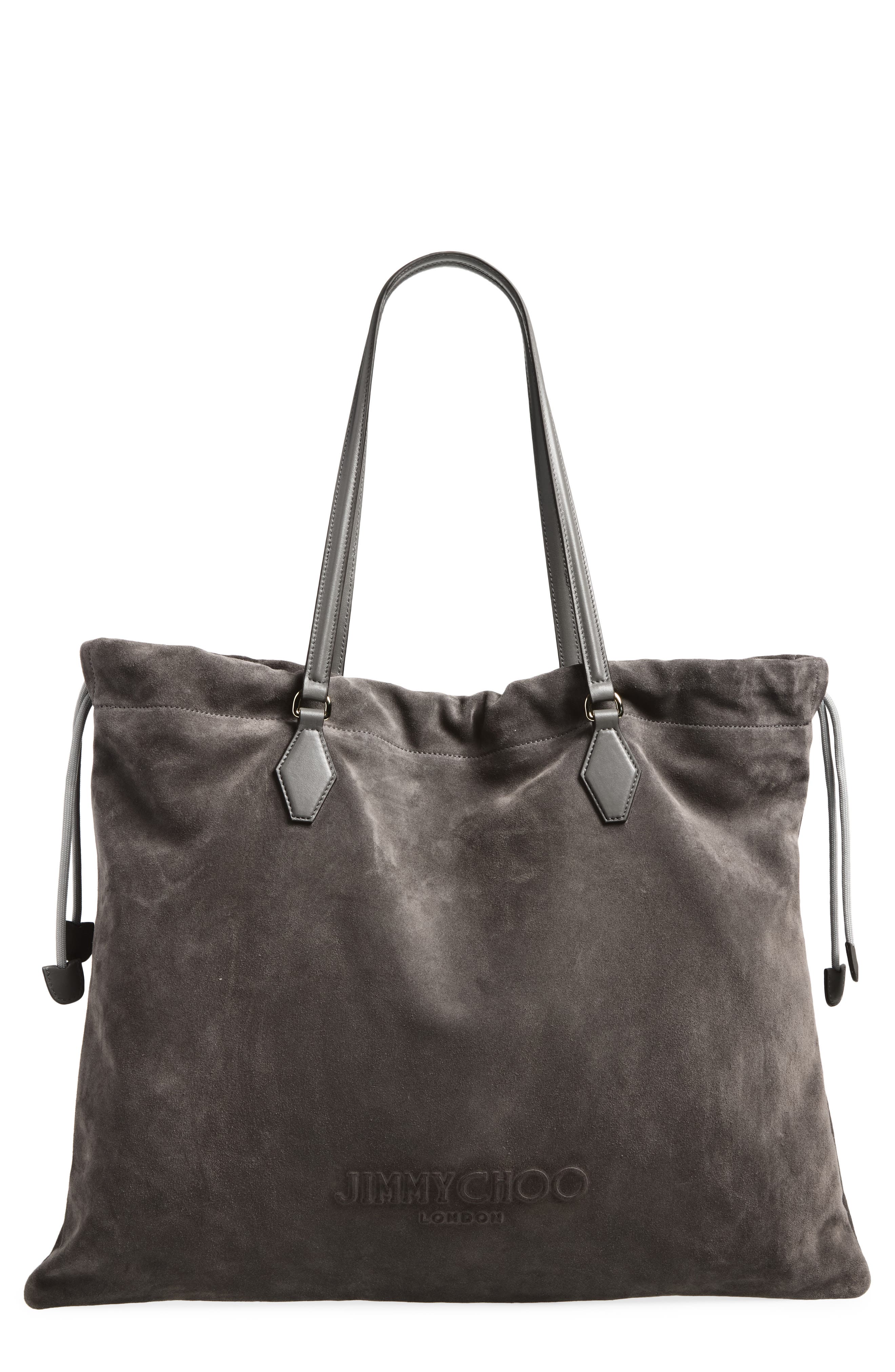 Large Suede Drawstring Tote, Main, color, STORM/ STORM/ LIGHT GOLD