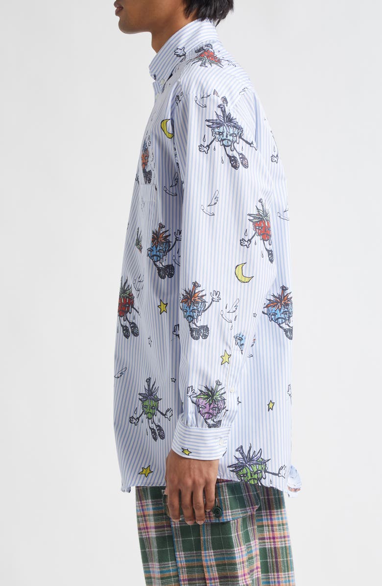 Sky High Farm Workwear Gender Inclusive Strawbabiez Stripe Button-Down Shirt, Alternate, color, 