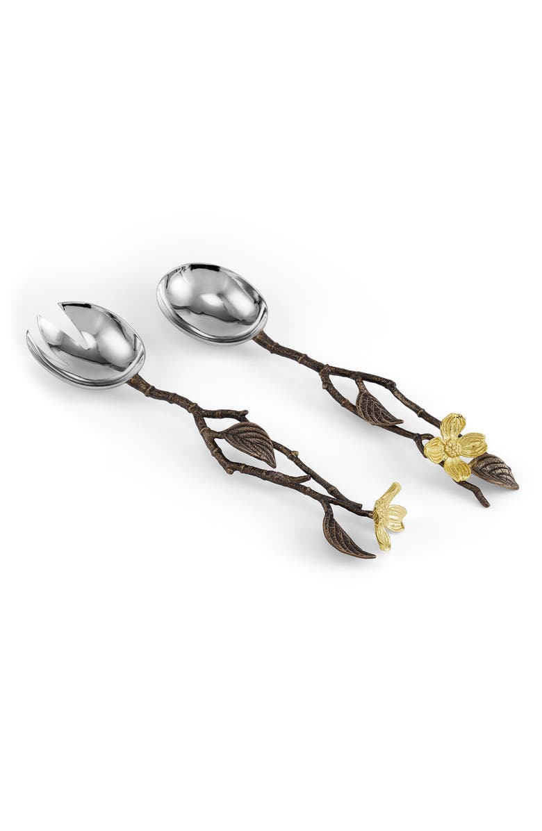 Michael Aram Dogwood Set of 2 Serving Utensils, Alternate, color, Brass/ Gold