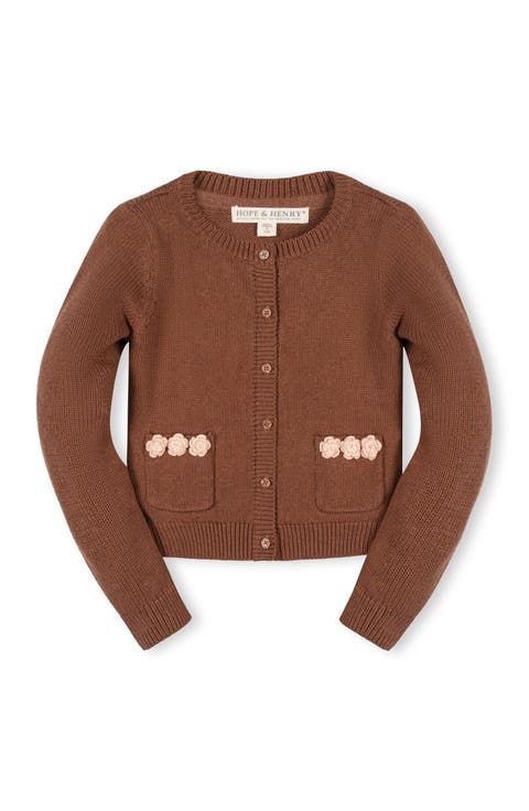 Kids' Organic Rosette Pocket Cardigan Sweater
