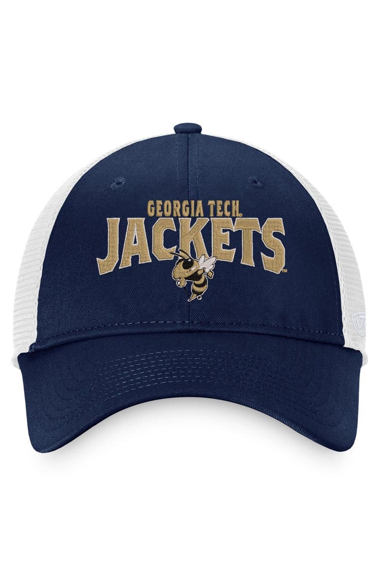 TOP OF THE WORLD Men's Top of the World Navy/White Georgia Tech Yellow Jackets Breakout Trucker Snapback Hat, Alternate, color, 