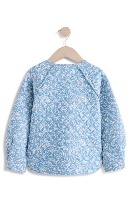 Shop Next Kids' Floral Cotton Snap-up Jacket In Blue